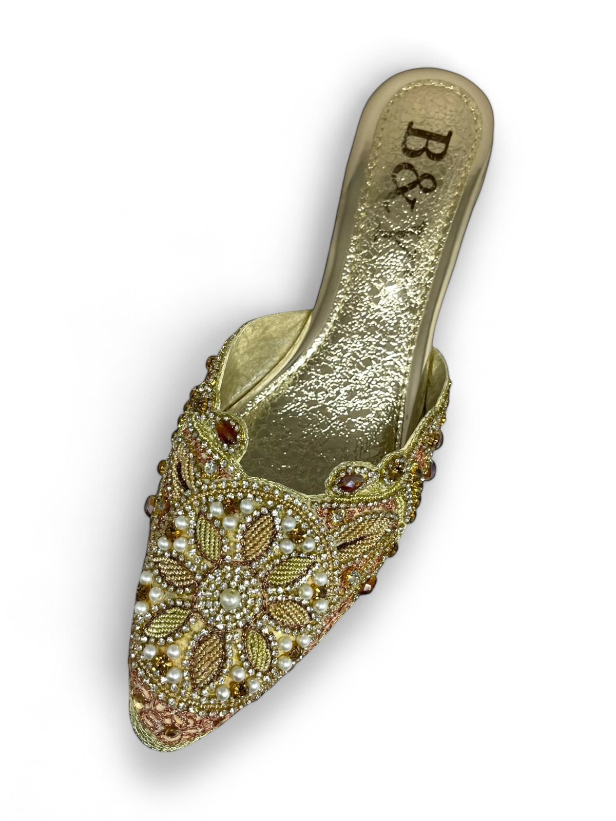 Zevela Golden Mid Heel Mule
