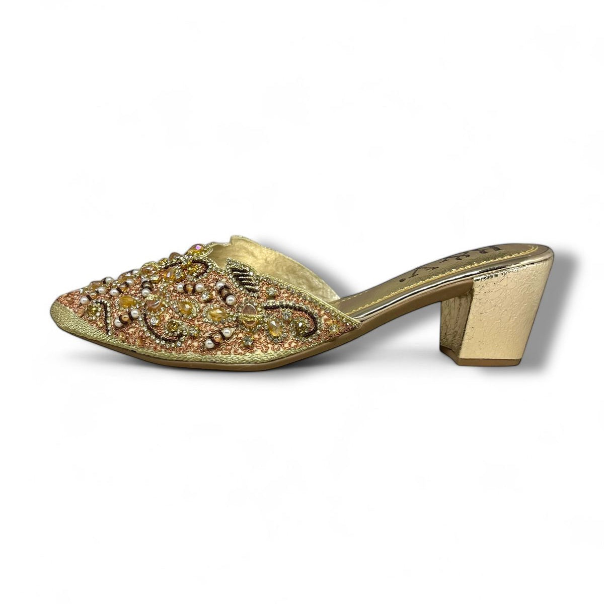 Beam Golden Mid Heel Mule