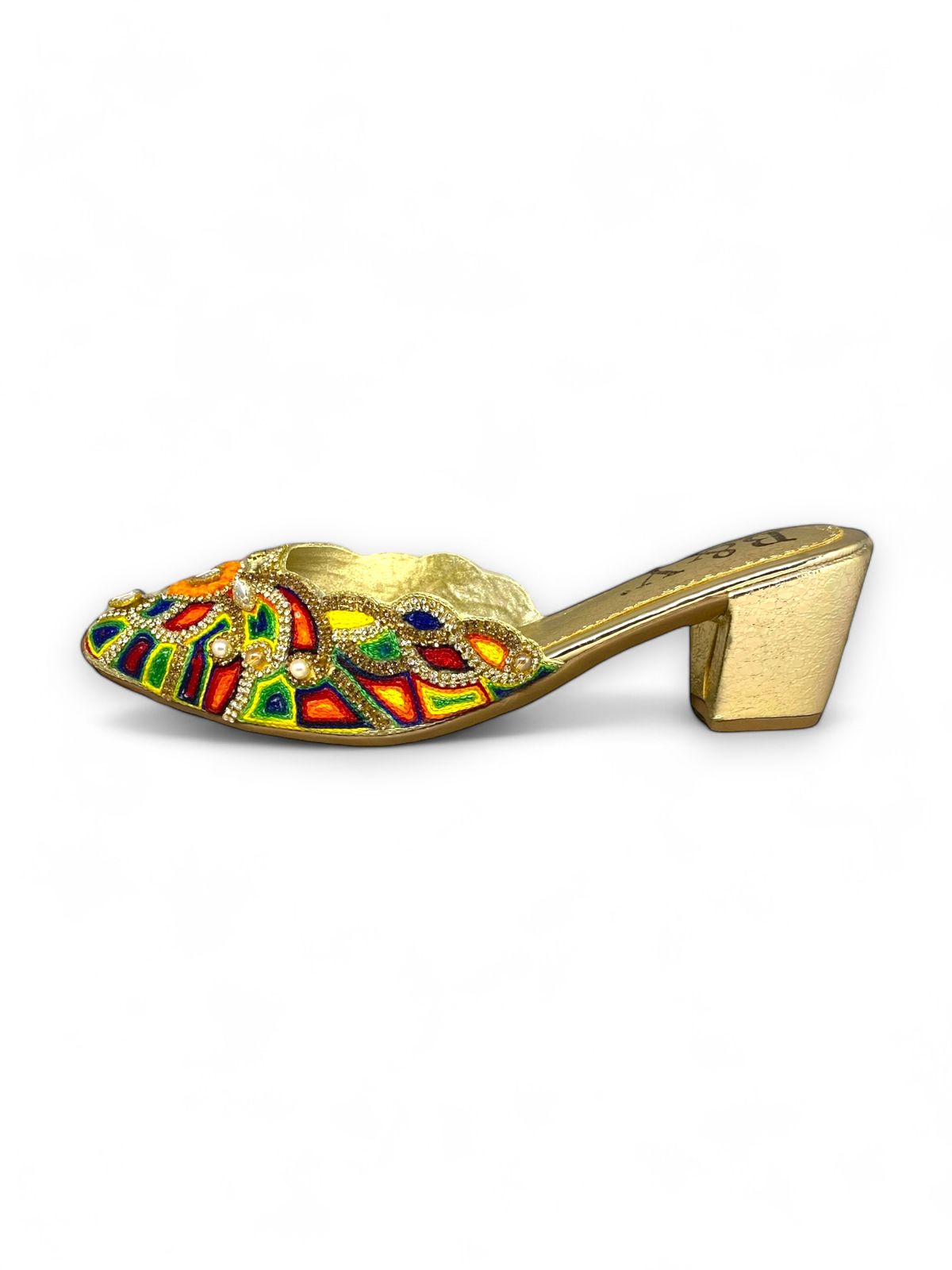 Ripple Golden Mid Heel Mule