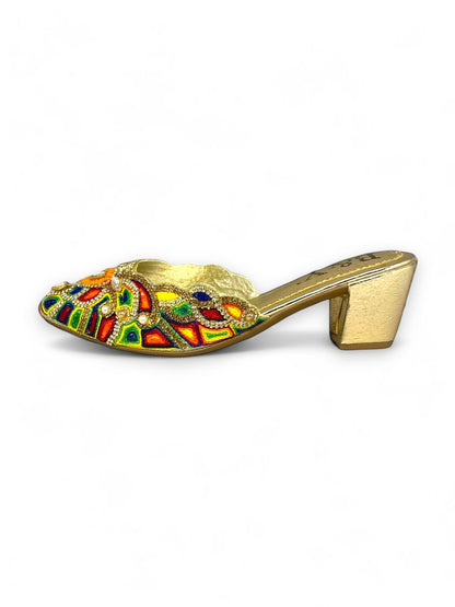 Ripple Golden Mid Heel Mule