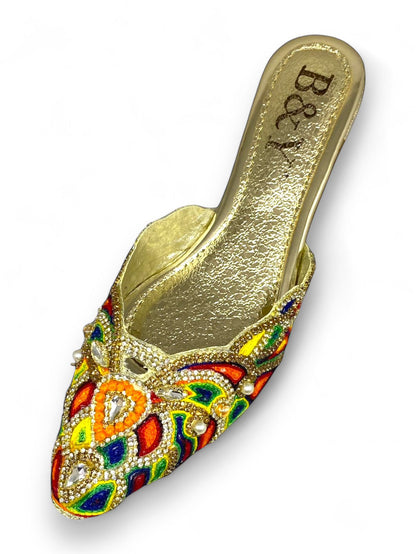 Ripple Golden Mid Heel Mule