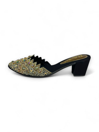 Dream Black Mid Heel Mule