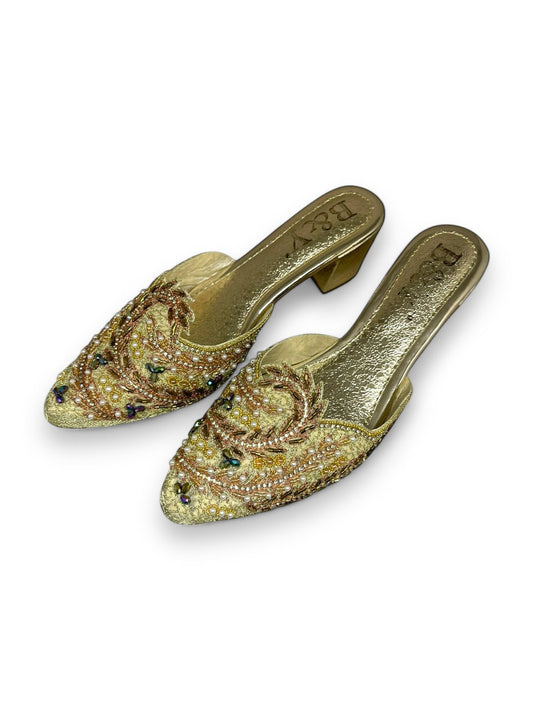Lumari Golden Mid Heel Mule