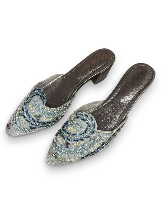 Lumari Silver Mid Heel Mule