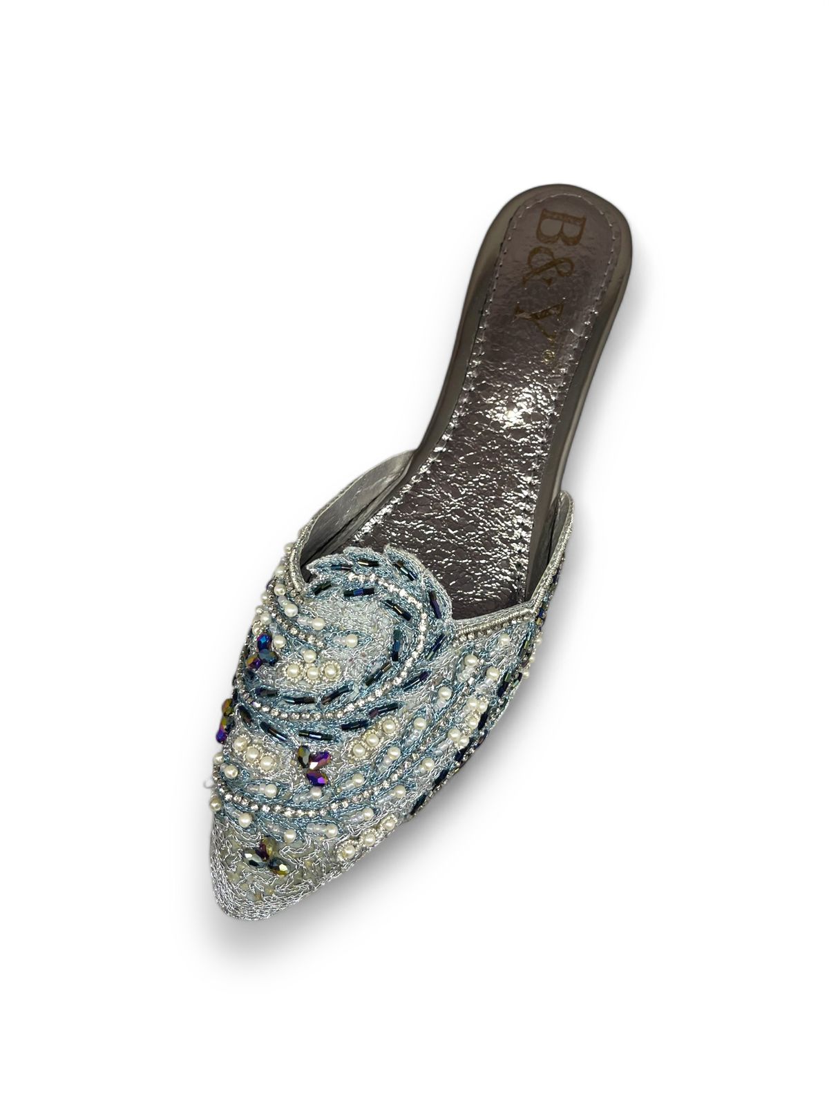 Lumari Silver Mid Heel Mule