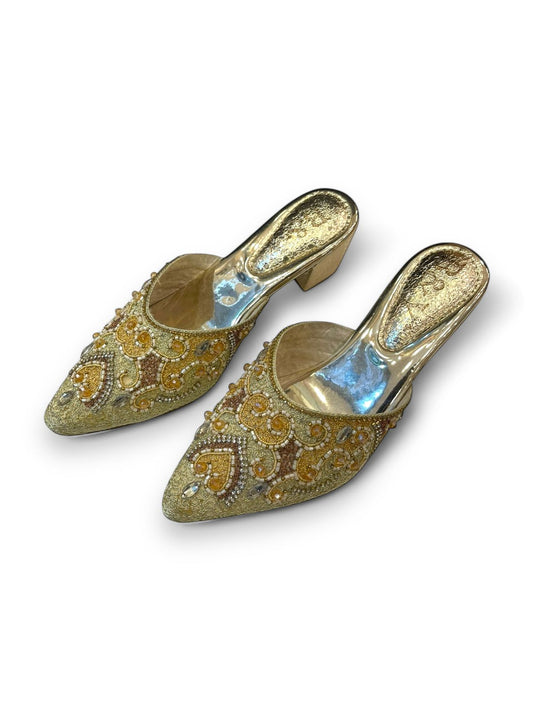 Trill Golden Mid Heel Mule