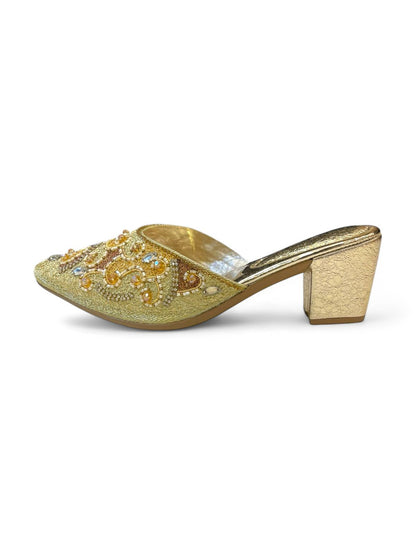 Trill Golden Mid Heel Mule