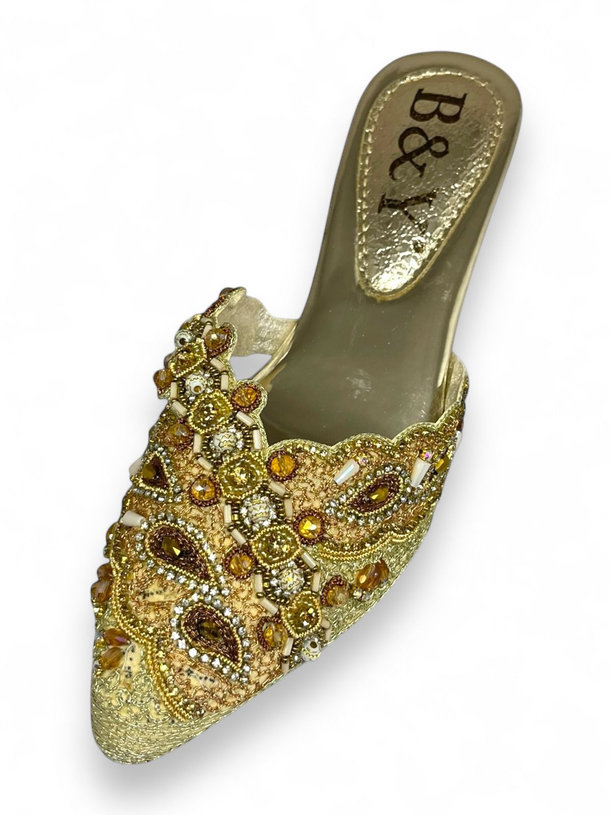 Gleam Golden Mid Heel Mule