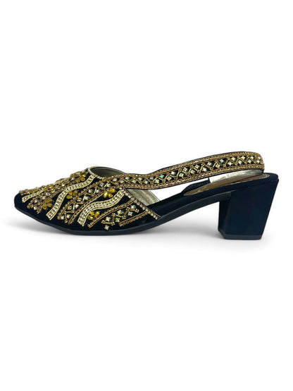 Spin Black Mid Heel Mule