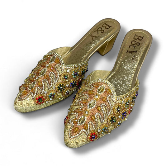 Haven Golden Mid Heel Mule