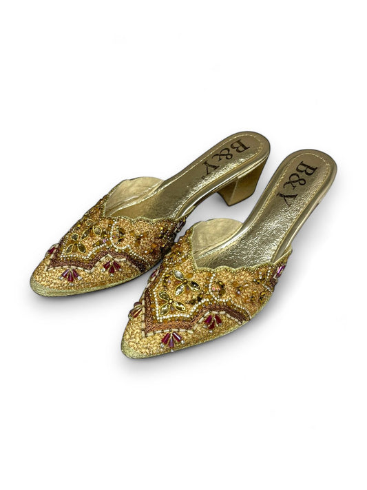 Scene Golden Mid Heel Mule