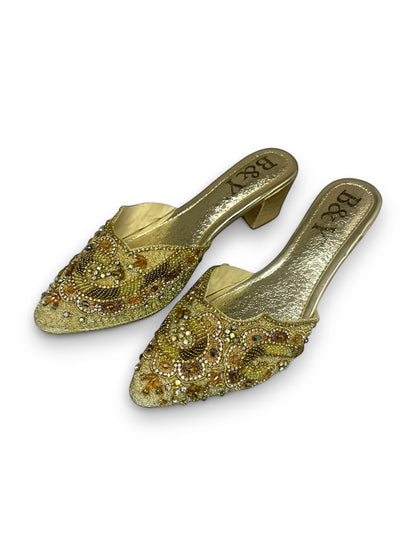 Tremor Golden Mid Heel Mule