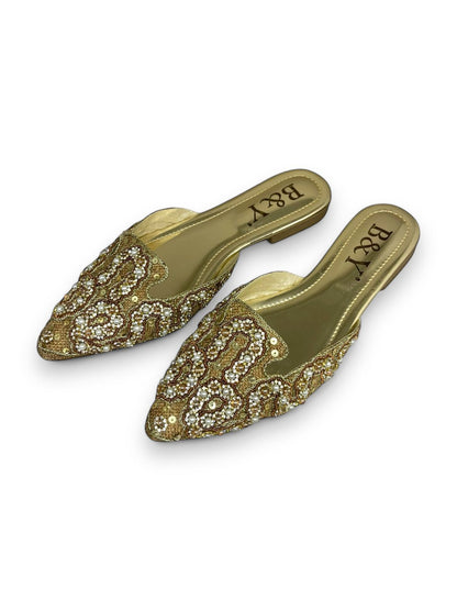 Veil Golden Flat Mule