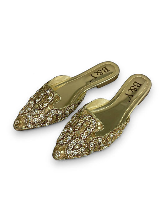 Veil Golden Flat Mule