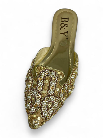 Veil Golden Flat Mule