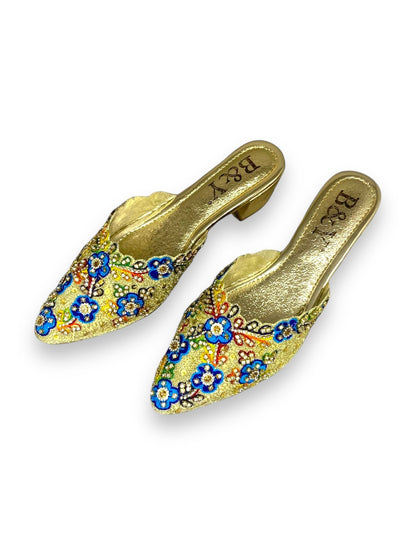 Quiver Golden Mid Heel Mule