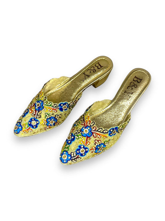 Quiver Golden Mid Heel Mule