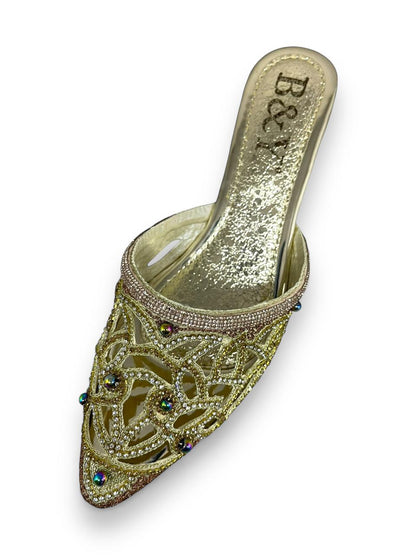 Luminous Golden Mid Heel Mule
