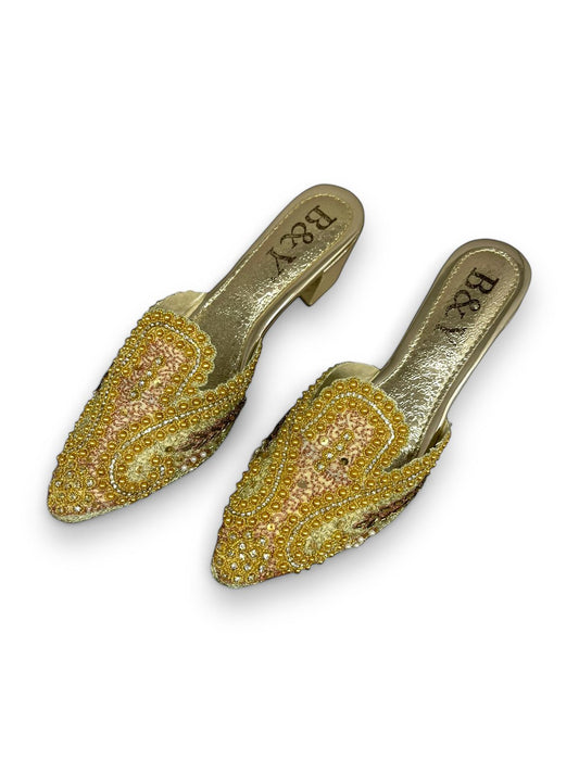 Note Golden Mid Heel Mule