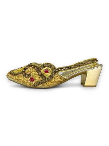Hush Golden Mid Heel Mule