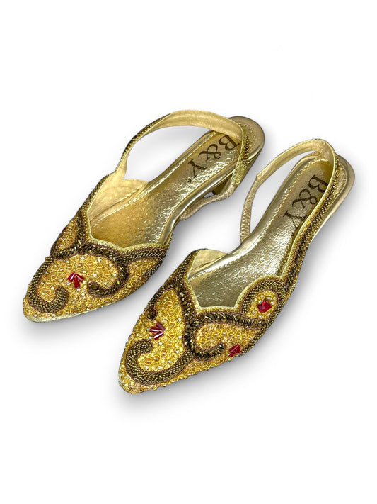 Hush Golden Mid Heel Mule
