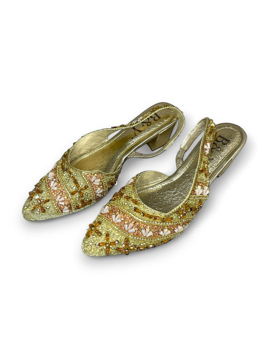 Delight Golden Mid Heel Mule