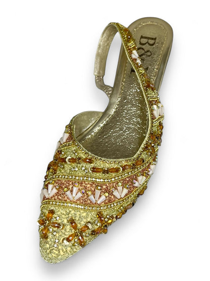 Delight Golden Mid Heel Mule