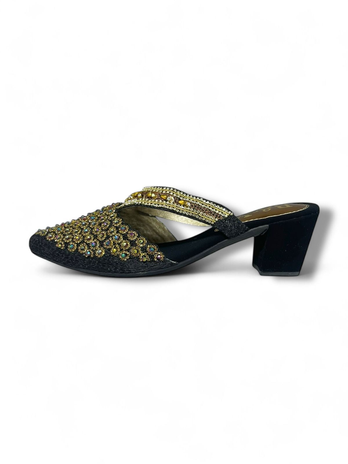 Chime Black Mid Heel Mule