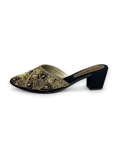 Equinox Black Mid Heel Mule