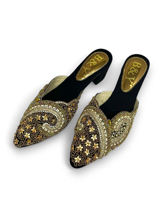 Euphoria Black Mid Heel Mule