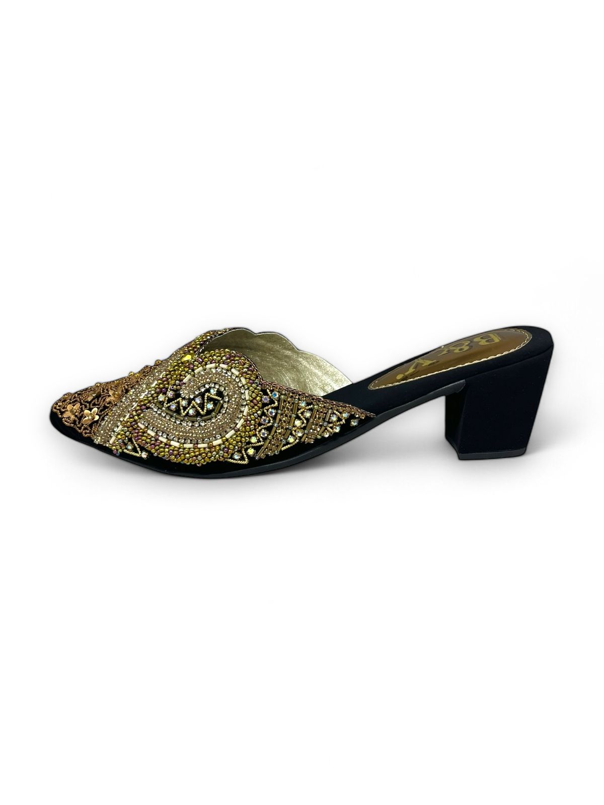 Euphoria Black Mid Heel Mule