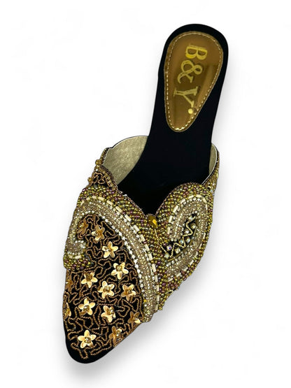 Euphoria Black Mid Heel Mule