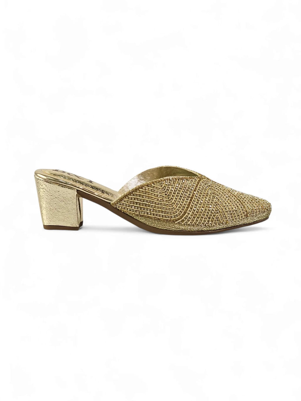 Thalya Golden Mid Heel Mule