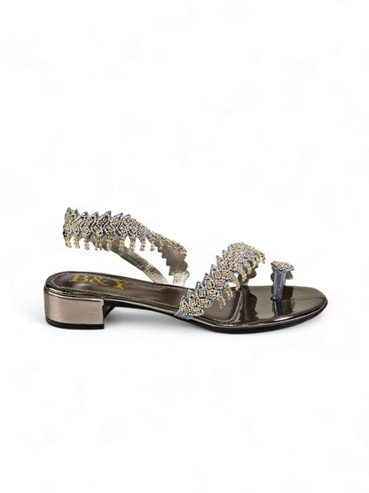 Trinelle Silver Block Heels  Sandal