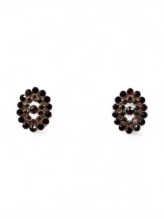 Oval Crystal Marrom Earring