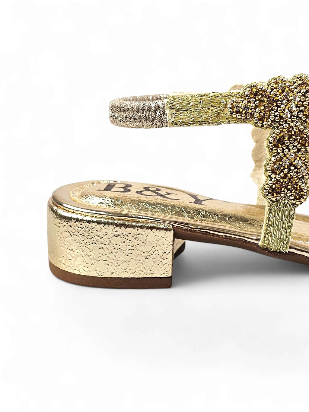 Ease Golden Block Heels Sandal - Bilwani & Yakoob