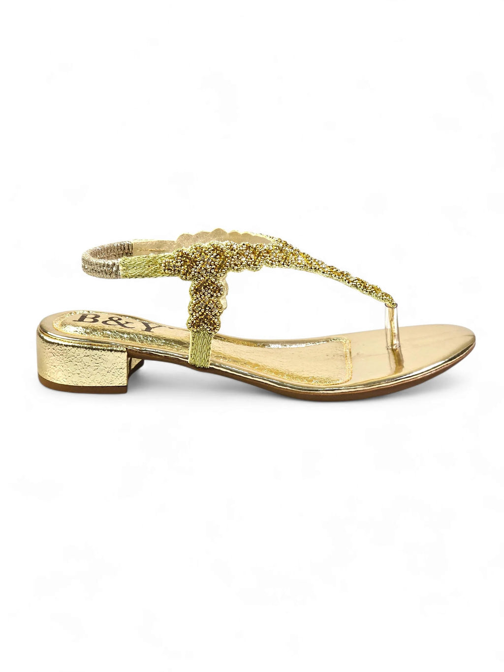 Ease Golden Block Heels Sandal - Bilwani & Yakoob