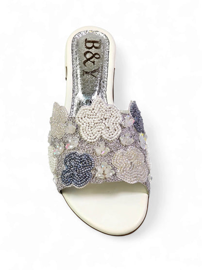 Twiselle White Block Heel Slip-on Sandal