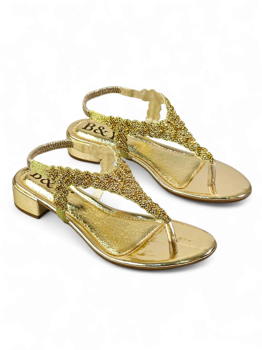 Ease Golden Block Heels Sandal - Bilwani & Yakoob