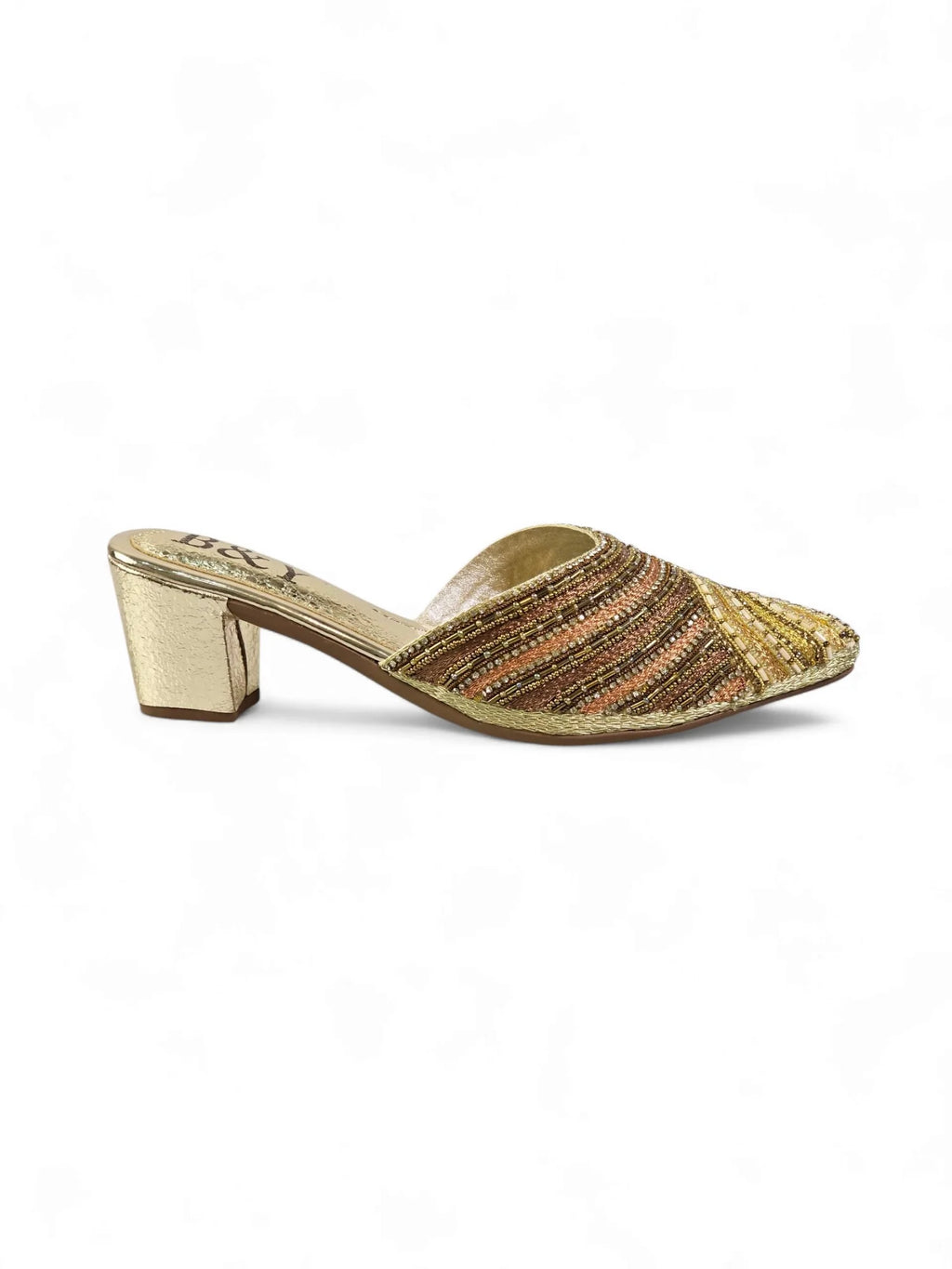 Bask Golden Mid Heel Mule - Bilwani & Yakoob