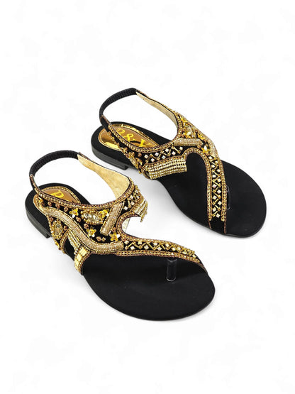 Quenelle Black Flat Sandal