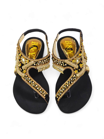 Quenelle Black Flat Sandal