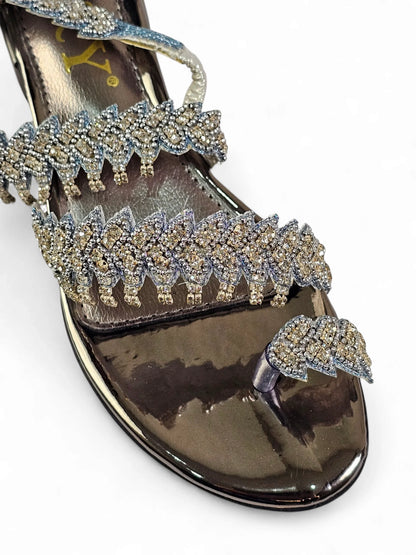 Trinelle Silver Block Heels  Sandal