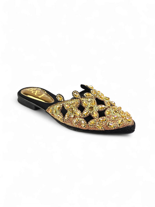 Flondra Black Flat Mule