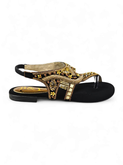 Quenelle Black Flat Sandal