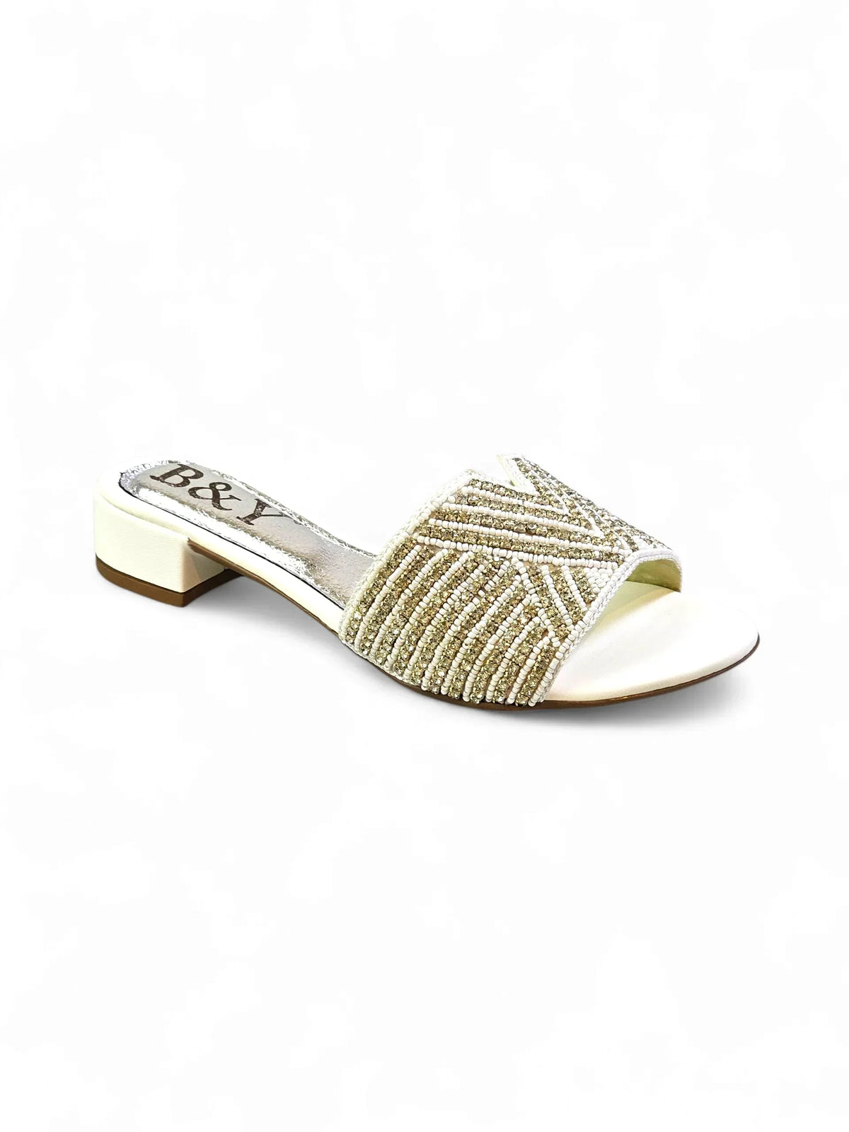 Velora White Block Heel Slip On Sandal - Bilwani & Yakoob