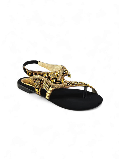 Quenelle Black Flat Sandal