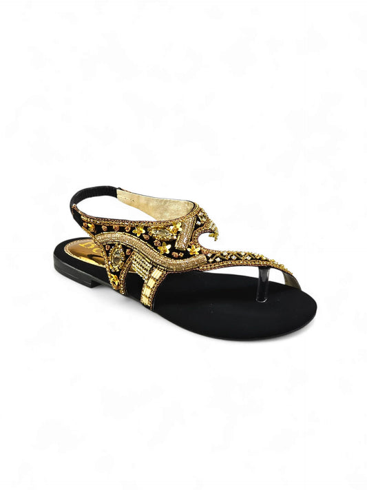 Quenelle Black Flat Sandal
