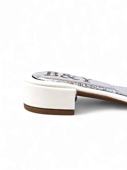 Velora White Block Heel Slip-on Sandal