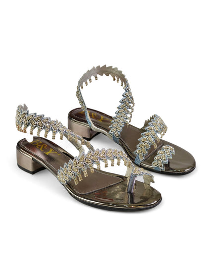 Trinelle Silver Block Heels  Sandal